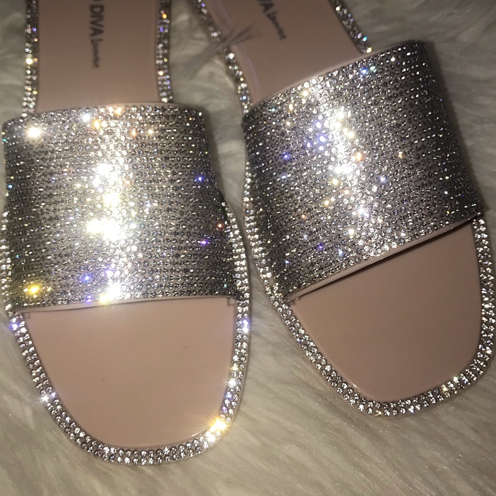 Nude Rhinestone Jelly Slide Sandal - Picture 7 of 10